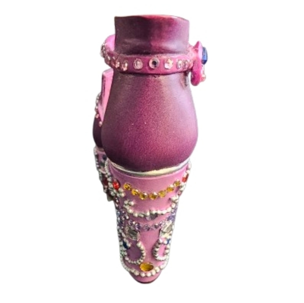Just The Right Shoe Pink & Purple Embellished "Mardi Gras" Wedges By Raine 2000 - Picture 4 of 9